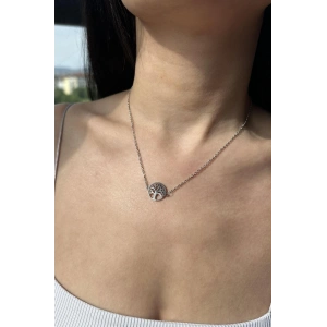 Gümüş Renk Hayat Ağacı Figürlü Çelik Kolye