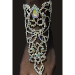 Gümüş Renk Hologram Taş Detaylı Tasarım Halhal Ayak Şahmeranı