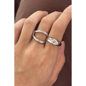 Gümüş Renk İkili Ayarlanabilir Tasarım Yüzük