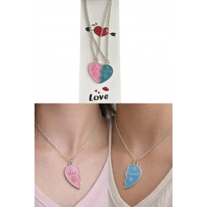 Gümüş Renk İkili Çelik Best Friend Kolyesi