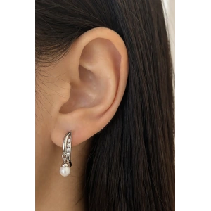 Gümüş Renk İnci Detaylı Çelik Xuping VİP Küpe