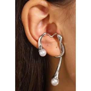 Gümüş Renk İnci Detaylı Kulak Aksesuarı (Tek)