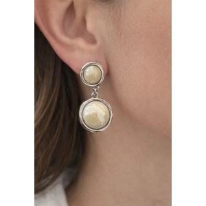 Gümüş Renk İnci Detaylı Küpe (Çift)