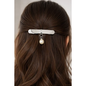 Gümüş Renk İnci Detaylı Metal Otomat Toka