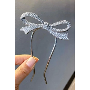 Gümüş Renk İnci Detaylı Topuz Toka