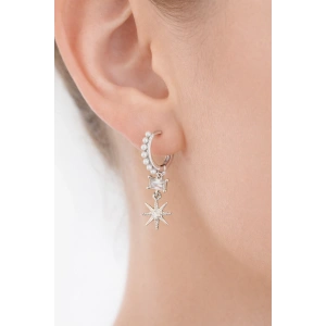 Gümüş Renk İnci Detaylı Tx Küpe (Çift)