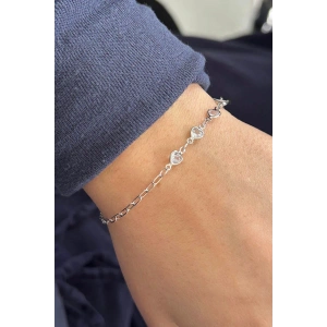 Gümüş Renk Kalp Figürlü Bileklik