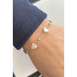 Gümüş Renk Kalp Figürlü Çelik Bileklik