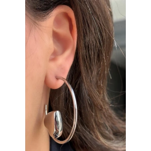 Gümüş Renk Kalp Figürlü Çelik Halka Küpe (Çift)