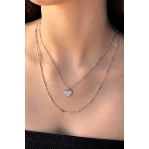 Gümüş Renk Kalp Figürlü  Çelik Kolye