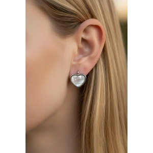 Gümüş Renk Kalp Figürlü Çelik Küpe (Çift)