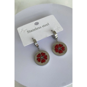 Gümüş Renk Kalp Figürlü Çelik Küpe (Çift)