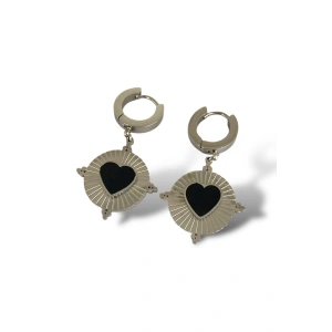 Gümüş Renk Kalp Figürlü Çelik Küpe (Çift)