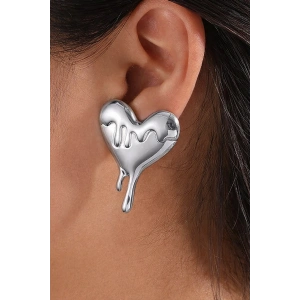 Gümüş Renk Kalp Figürlü Çelik Küpe (Çift)