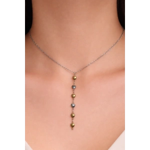 Gümüş Renk Kalp Figürlü Çelik Y Kolye