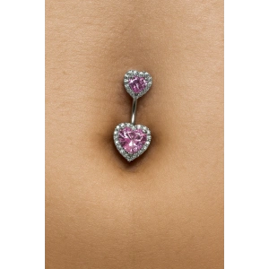 Gümüş Renk Kalp Figürlü Cerrahi Çelik Göbek Piercing