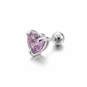 Gümüş Renk Kalp Figürlü Cerrahi Çelik Tragus/Kıkırdak Küpe/Piercing (Tek)