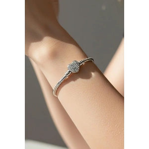 Gümüş Renk Kalp Figürlü Bileklik