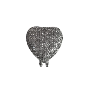 Gümüş Renk Kalp Figürlü Taş Detaylı Ajda Charm / Kolye/ Bileklik Ucu