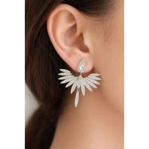 Gümüş Renk Kanat Figürlü Küpe (Çift)