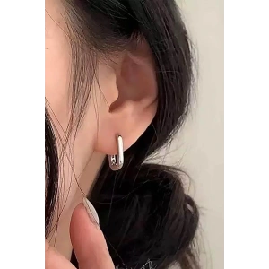 Gümüş Renk Kare 14K Altın Kaplama Tx  Küpe (Çift)