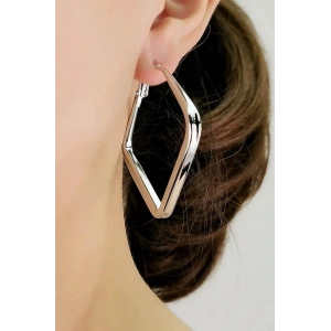 Gümüş Renk Kare Küpe (Çift)