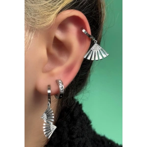 Gümüş Renk Karışık Figürlü 3lü Çelik Küpe Set