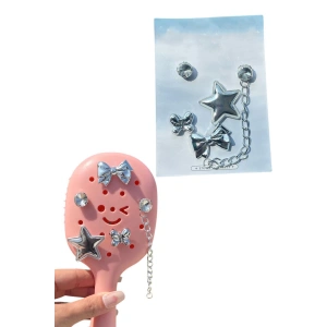 Gümüş Renk Karışık Figürlü Tarak Charmı