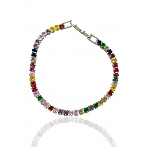 Gümüş Renk Karışık Taşlı Su Yolu Bileklik