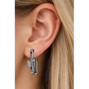 Gümüş Renk Kelebek Figürlü Çelik Küpe (Çift)