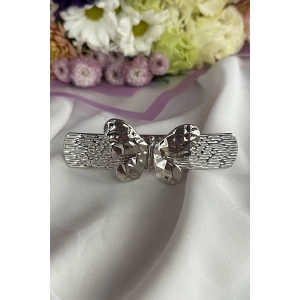 Gümüş Renk Kelebek Figürlü Metal Otomat Toka