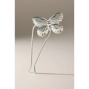 Gümüş Renk Kelebek Figürlü Metal Topuz Tokası