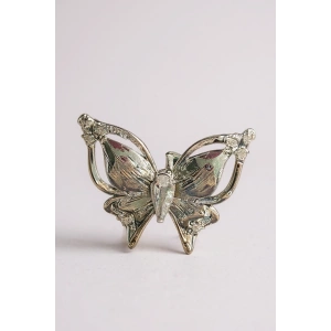 Gümüş Renk Kelebek Figürlü Taş Detaylı 14K Altın Kaplama TX Ear Cuff (Tek)