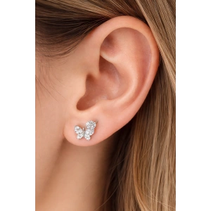 Gümüş Renk Kelebek Figürlü Taş Detaylı Çelik Xupıng VİP Küpe