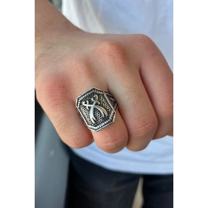 Gümüş Renk Kılıç Figürlü Ayarlanabilir Çelik Erkek Yüzük
