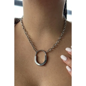 Gümüş Renk Kilit Figürlü Çelik Kolye