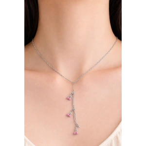 Gümüş Renk Kiraz Figürlü Çelik Y Kolye