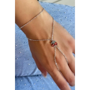 Gümüş Renk Kiraz Figürlü Taş Detaylı Şahmeran