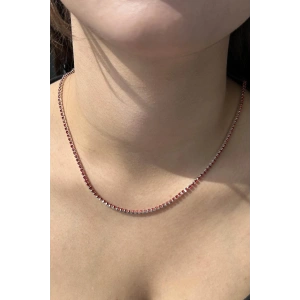 Gümüş Renk Kırmızı Taşlı Su Yolu Kolye