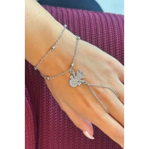 Gümüş Renk Kız Figürlü Taş Detaylı Çelik Şahmeran