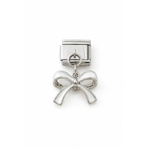 Gümüş Renk Kurdele Figürlü  Çelik Nomination Charm (Tek)