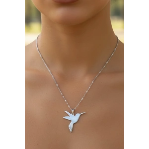 Gümüş Renk Kuş Figürlü Çelik Kolye