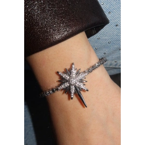 Gümüş Renk Kutup Yıldızı Figürlü VİP YSX Kelepçe Bileklik