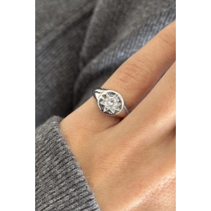 Gümüş Renk Kuzey Yıldızı Figürlü Serçe Parmak Yüzük (Ayarlanabilir)