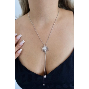 Gümüş Renk Kuzey Yıldızı Figürlü Y Kolye