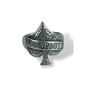 Gümüş Renk Maça Figürlü Ayarlanabilir Çelik Erkek Yüzük