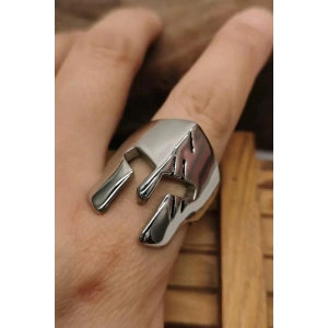 Gümüş Renk Maske Figürlü Ayarlanabilir Çelik Erkek Yüzük