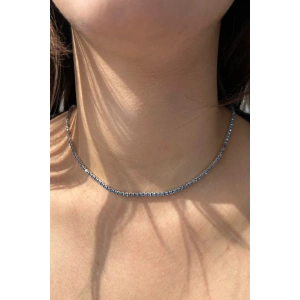 Gümüş Renk Mavi Taşlı Su Yolu Kolye