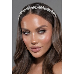 Gümüş Renk Metal Çiçek Figürlü Taç