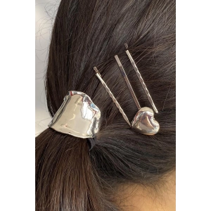 Gümüş Renk Metal Detaylı Lastik Toka Ve Tel Toka Set